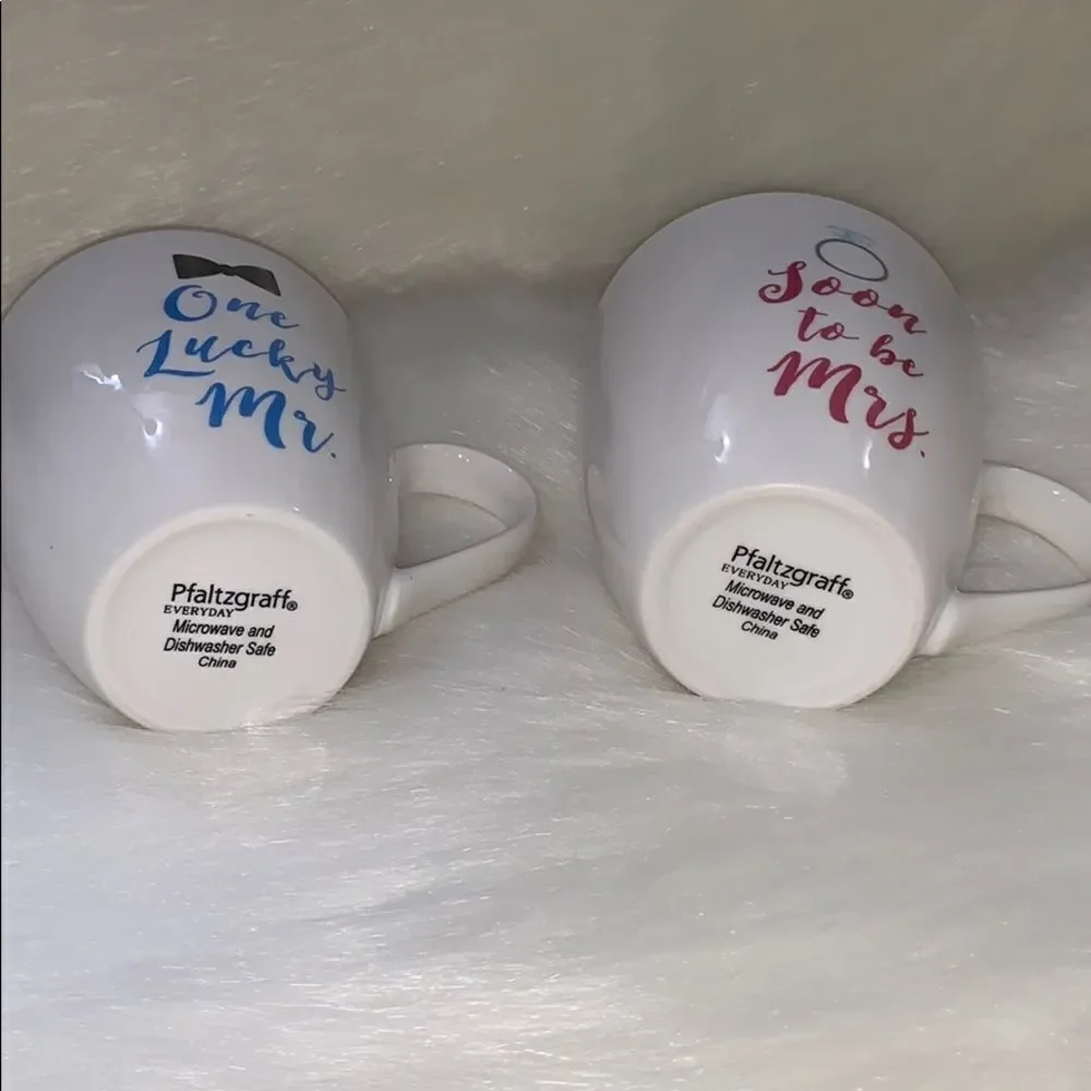 PFALTZGRAFF “SOON TO MRS” & “ONE LUCKY MR” MUG SET WEDDING ENGAGEMENT GIFT